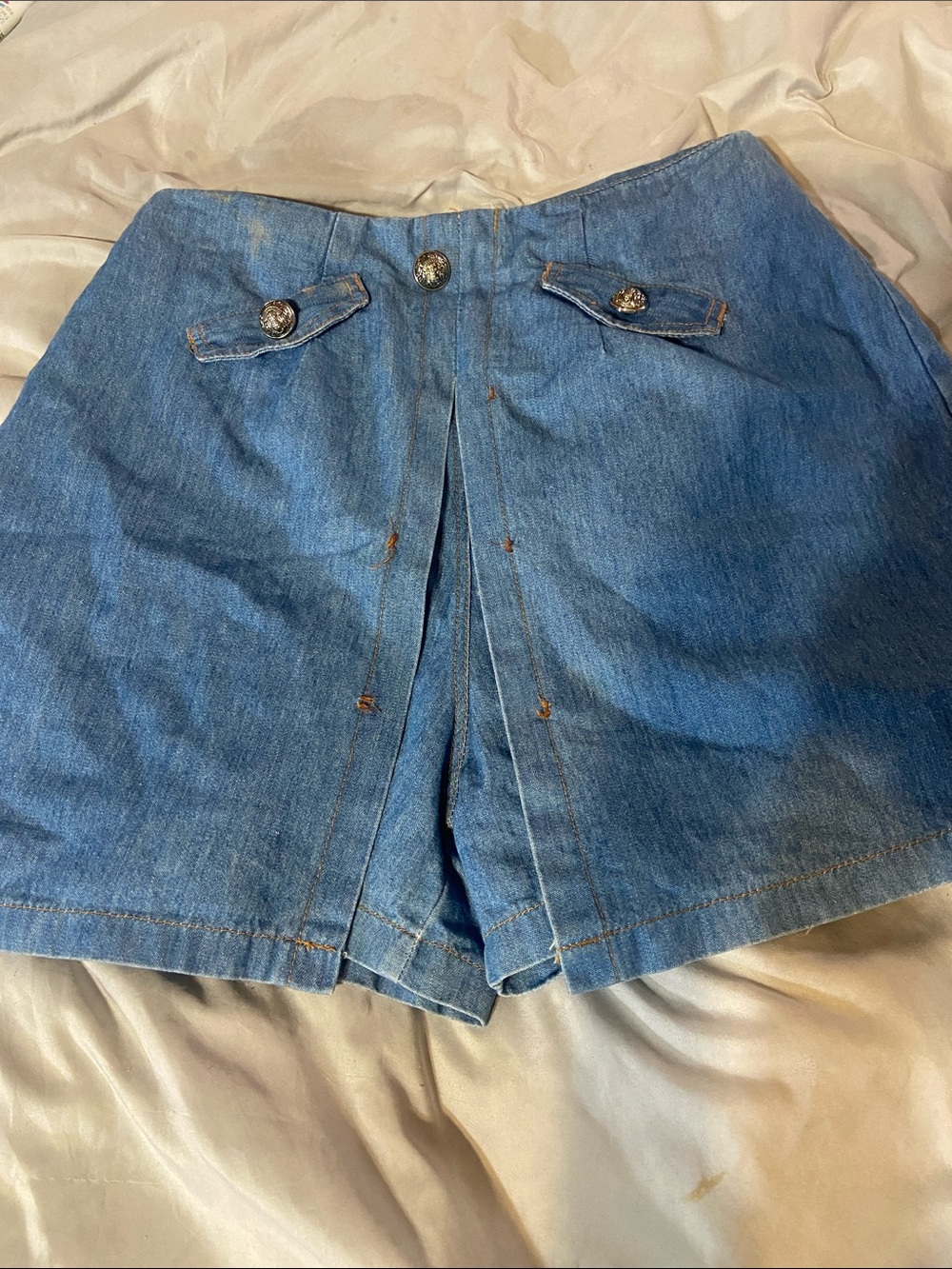 western Denim High-Waist Pleat Front Shorts